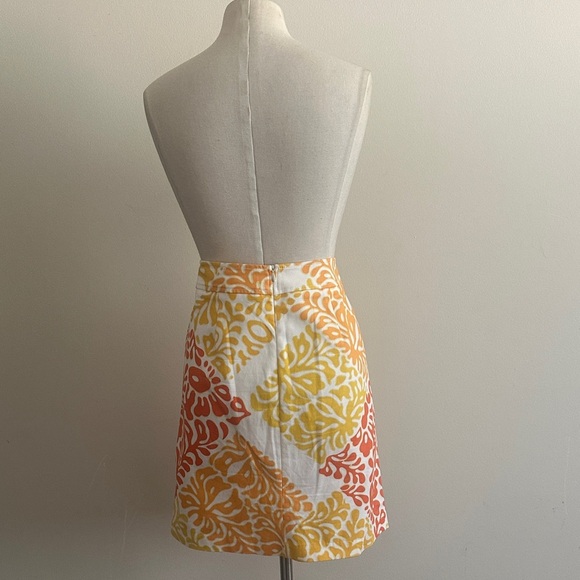 J. McLaughlin Austin Skirt White Poppy Orange Molokai sz 8 - Picture 4 of 6